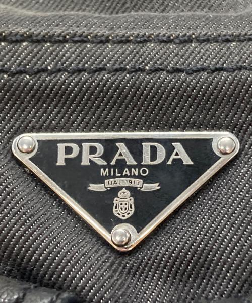 PRADA（プラダ）PRADA (プラダ) キャンバス×レザー切替ミニボストンバッグ/Canvas and Leather Panel Mini Boston Bag グレー×ブラック サイズ:不明の古着・服飾アイテム