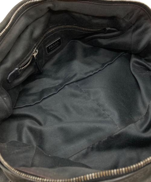 PRADA（プラダ）PRADA (プラダ) キャンバス×レザー切替ミニボストンバッグ/Canvas and Leather Panel Mini Boston Bag グレー×ブラック サイズ:不明の古着・服飾アイテム