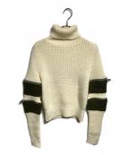 sacaiサカイ）の古着「Wool Zip Sleeve Turtleneck/ウール ジップスリーブ タートルネック」｜ベージュ×カーキ
