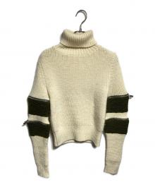 sacai（サカイ）の古着「Wool Zip Sleeve Turtleneck/ウール ジップスリーブ タートルネック」｜ベージュ×カーキ