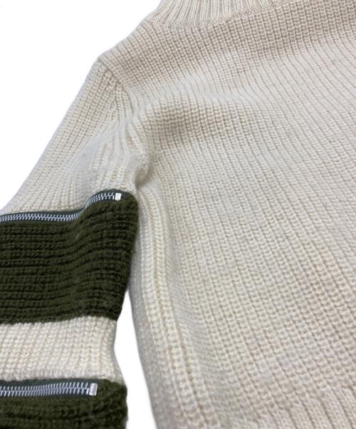 sacai（サカイ）sacai (サカイ) Wool Zip Sleeve Turtleneck/ウール ジップスリーブ タートルネック ベージュ×カーキ サイズ:1の古着・服飾アイテム