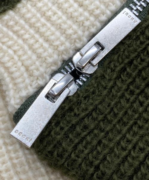sacai（サカイ）sacai (サカイ) Wool Zip Sleeve Turtleneck/ウール ジップスリーブ タートルネック ベージュ×カーキ サイズ:1の古着・服飾アイテム