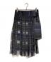 sacai（サカイ）の古着「キルティングレイヤードプリーツスカート/Quilted Layered Pleated Skirt」｜グレー×ネイビー