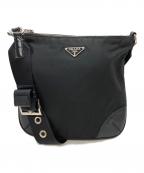 PRADAプラダ）の古着「ロゴプレートナイロンショルダーバッグ/Logo-plate nylon shoulder bag」｜ブラック