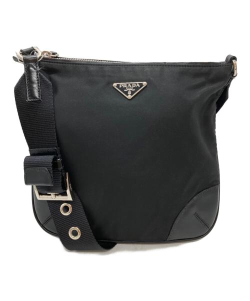 PRADA（プラダ）PRADA (プラダ) ロゴプレートナイロンショルダーバッグ/Logo-plate nylon shoulder bag ブラック サイズ:不明の古着・服飾アイテム