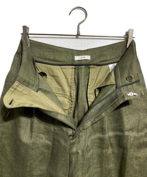 ATON（エイトン）ATON (エイトン) リネン混パンツ グリーン サイズ:01の古着・服飾アイテム