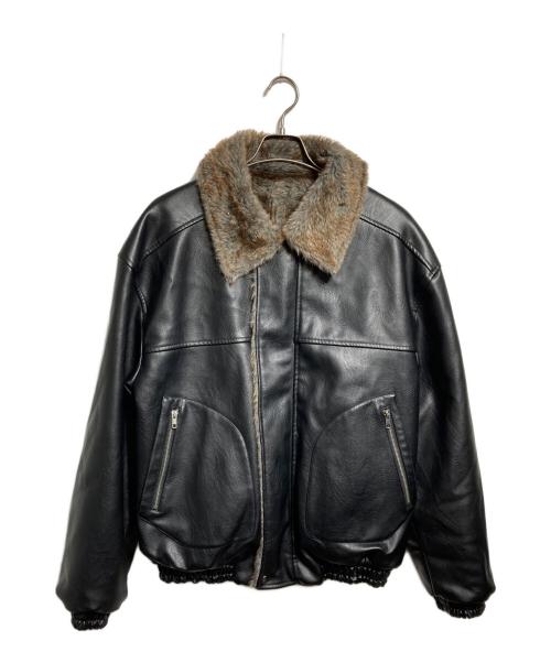 CAMPHOR WOOD（カンファーウッド）CAMPHOR WOOD (カンファーウッド) leather/fur faux reversible flight jacket/レザー/ファー/ファックスリバーシブルフライトジャケット ブラック サイズ:FREEの古着・服飾アイテム