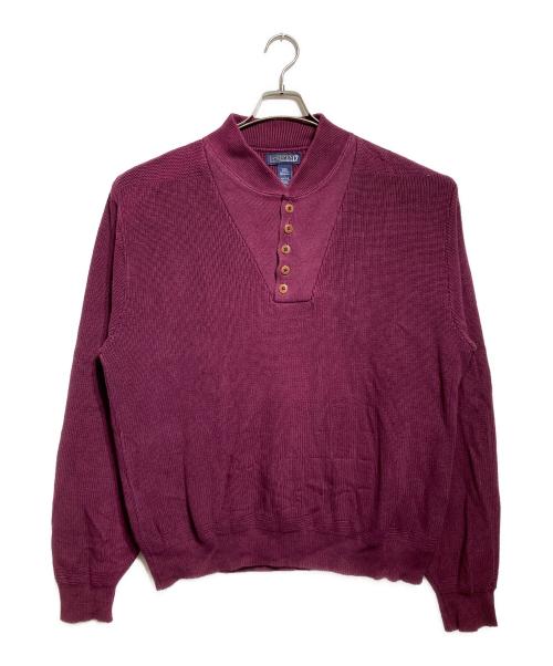 LAND'S END（ランズエンド）LAND'S END (ランズエンド) 90’S ヘンリーネックコットンニット レッド サイズ:Lの古着・服飾アイテム