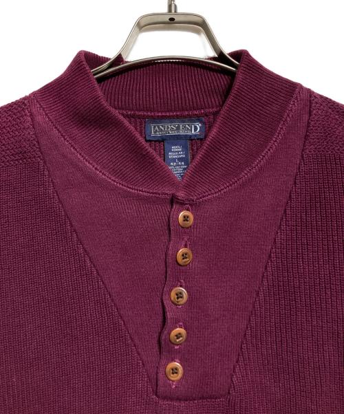 LAND'S END（ランズエンド）LAND'S END (ランズエンド) 90’S ヘンリーネックコットンニット レッド サイズ:Lの古着・服飾アイテム