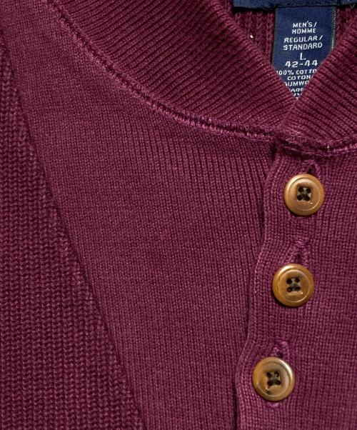 LAND'S END（ランズエンド）LAND'S END (ランズエンド) 90’S ヘンリーネックコットンニット レッド サイズ:Lの古着・服飾アイテム
