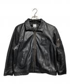 YMCLKYワイエムシーエルケーワイ）の古着「FRENCH TYPE FLIGHT CREW LEATHER JACKET」｜ブラック