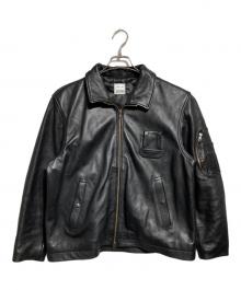 YMCLKY（ワイエムシーエルケーワイ）の古着「FRENCH TYPE FLIGHT CREW LEATHER JACKET」｜ブラック