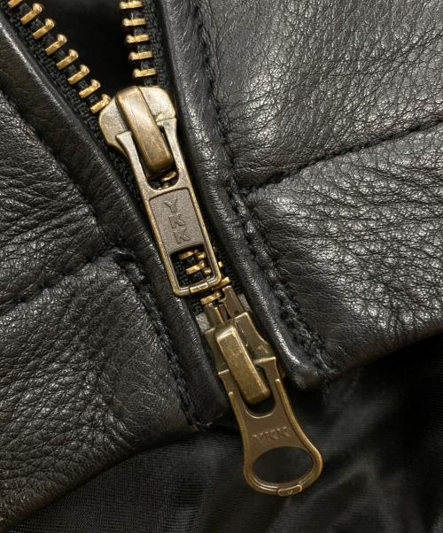 YMCLKY（ワイエムシーエルケーワイ）YMCLKY (ワイエムシーエルケーワイ) FRENCH TYPE FLIGHT CREW LEATHER JACKET ブラック サイズ:44の古着・服飾アイテム