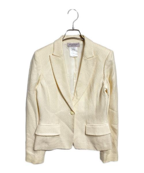 GIVENCHY（ジバンシィ）GIVENCHY (ジバンシィ) シルクツイードジャケット/Silk tweed jacket アイボリー サイズ:36の古着・服飾アイテム