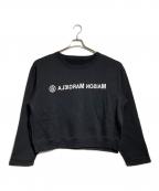 MM6 Maison Margielaエムエムシックスメゾンマルジェラ）の古着「クロップドロゴスウェット/Cropped Logo Sweatshirt」｜ブラック