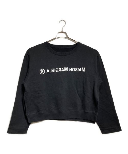 MM6 Maison Margiela（エムエムシックスメゾンマルジェラ）MM6 Maison Margiela (エムエムシックスメゾンマルジェラ) クロップドロゴスウェット/Cropped Logo Sweatshirt ブラック サイズ:Lの古着・服飾アイテム