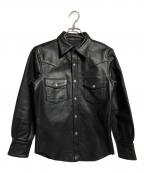 INDIAN MOTORCYCLEインディアンモーターサイクル）の古着「レザーウエスタンシャツジャケット/Leather Western Shirt Jacket」｜ブラック