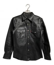 INDIAN MOTORCYCLE（インディアンモーターサイクル）の古着「レザーウエスタンシャツジャケット/Leather Western Shirt Jacket」｜ブラック