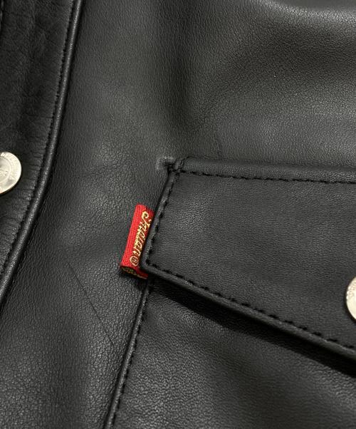 INDIAN MOTORCYCLE（インディアンモーターサイクル）INDIAN MOTORCYCLE (インディアンモーターサイクル) レザーウエスタンシャツジャケット/Leather Western Shirt Jacket ブラック サイズ:Sの古着・服飾アイテム