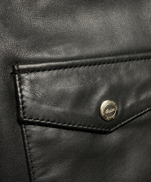 INDIAN MOTORCYCLE（インディアンモーターサイクル）INDIAN MOTORCYCLE (インディアンモーターサイクル) レザーウエスタンシャツジャケット/Leather Western Shirt Jacket ブラック サイズ:Sの古着・服飾アイテム