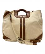 KAPITALキャピタル）の古着「キャンバス×レザー 2wayバッグ/Canvas and Leather 2Way Bag」｜ベージュ×ブラウン
