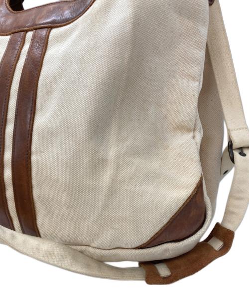 KAPITAL（キャピタル）KAPITAL (キャピタル) キャンバス×レザー 2wayバッグ/Canvas and Leather 2Way Bag ベージュ×ブラウンの古着・服飾アイテム