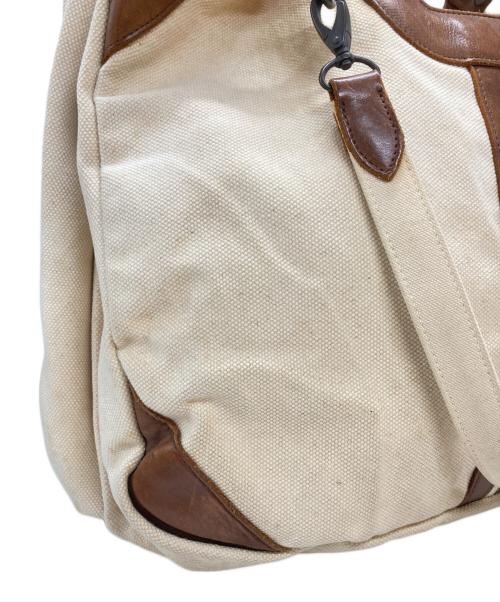 KAPITAL（キャピタル）KAPITAL (キャピタル) キャンバス×レザー 2wayバッグ/Canvas and Leather 2Way Bag ベージュ×ブラウンの古着・服飾アイテム