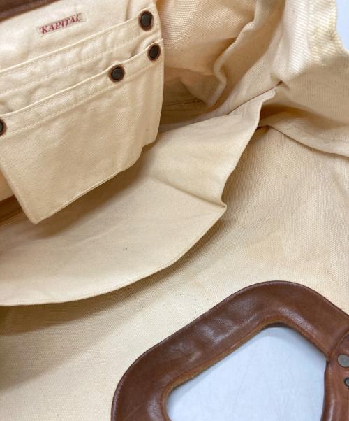 KAPITAL（キャピタル）KAPITAL (キャピタル) キャンバス×レザー 2wayバッグ/Canvas and Leather 2Way Bag ベージュ×ブラウンの古着・服飾アイテム