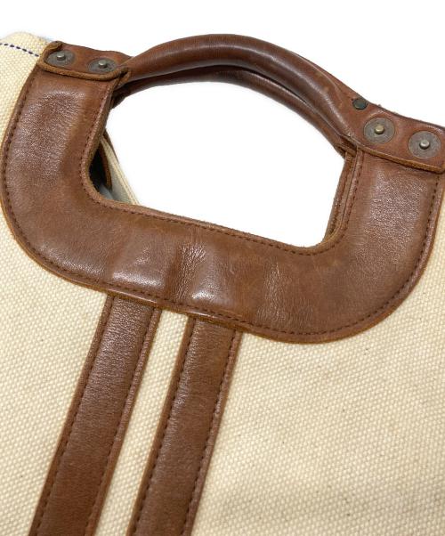 KAPITAL（キャピタル）KAPITAL (キャピタル) キャンバス×レザー 2wayバッグ/Canvas and Leather 2Way Bag ベージュ×ブラウンの古着・服飾アイテム