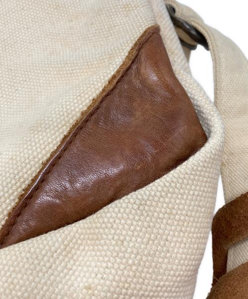 KAPITAL（キャピタル）KAPITAL (キャピタル) キャンバス×レザー 2wayバッグ/Canvas and Leather 2Way Bag ベージュ×ブラウンの古着・服飾アイテム