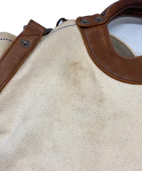 KAPITAL（キャピタル）KAPITAL (キャピタル) キャンバス×レザー 2wayバッグ/Canvas and Leather 2Way Bag ベージュ×ブラウンの古着・服飾アイテム