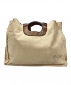 KAPITALキャピタル）の古着「キャンバス×レザートートバッグ/Tote Bag」｜ベージュ×ブラウン