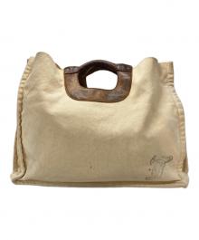 KAPITAL（キャピタル）の古着「キャンバス×レザートートバッグ/Tote Bag」｜ベージュ×ブラウン