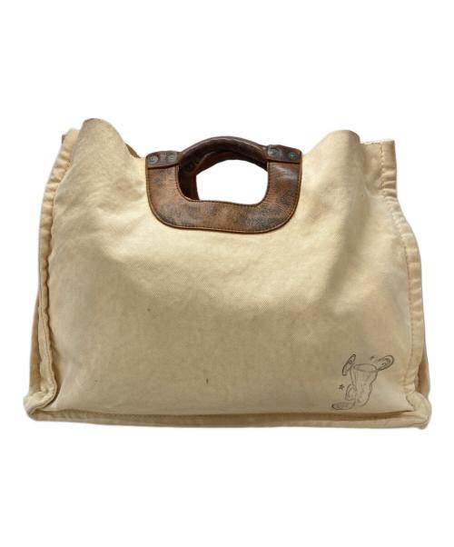 KAPITAL（キャピタル）KAPITAL (キャピタル) キャンバス×レザートートバッグ/Tote Bag ベージュ×ブラウンの古着・服飾アイテム
