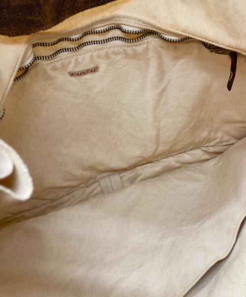 KAPITAL（キャピタル）KAPITAL (キャピタル) キャンバス×レザートートバッグ/Tote Bag ベージュ×ブラウンの古着・服飾アイテム