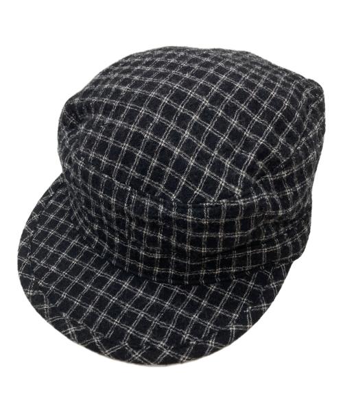 UNDERCOVER（アンダーカバー）UNDERCOVER (アンダーカバー) ウールガーゼチェックワークキャップ ブラックの古着・服飾アイテム