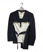 COMME des GARCONS HOMME PLUSコムデギャルソンオムプリュス）の古着「ダメージデザインテーラードジャケット/Distressed-design tailored jacket」｜ブラック