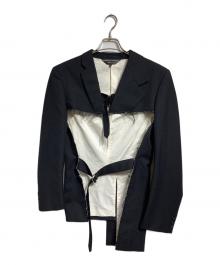 COMME des GARCONS HOMME PLUS（コムデギャルソンオムプリュス）の古着「ダメージデザインテーラードジャケット/Distressed-design tailored jacket」｜ブラック