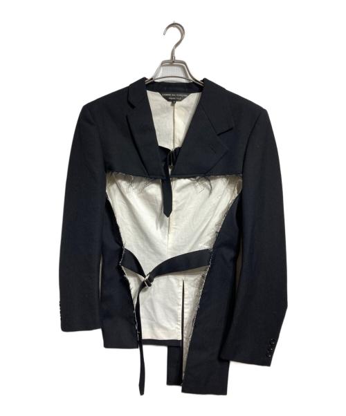 COMME des GARCONS HOMME PLUS（コムデギャルソンオムプリュス）COMME des GARCONS HOMME PLUS (コムデギャルソンオムプリュス) ダメージデザインテーラードジャケット/Distressed-design tailored jacket ブラック サイズ:Ｍの古着・服飾アイテム