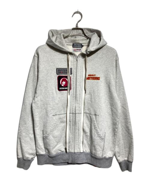 HYSTERIC BOOTLEG（ヒステリックブートレグ）HYSTERIC BOOTLEG (ヒステリックブートレグ) ZIP DESIGN HEAVY HYSTERIC HOODIE/ジップデザイン ヘビーウェイト フーディー グレー サイズ:Ｌの古着・服飾アイテム
