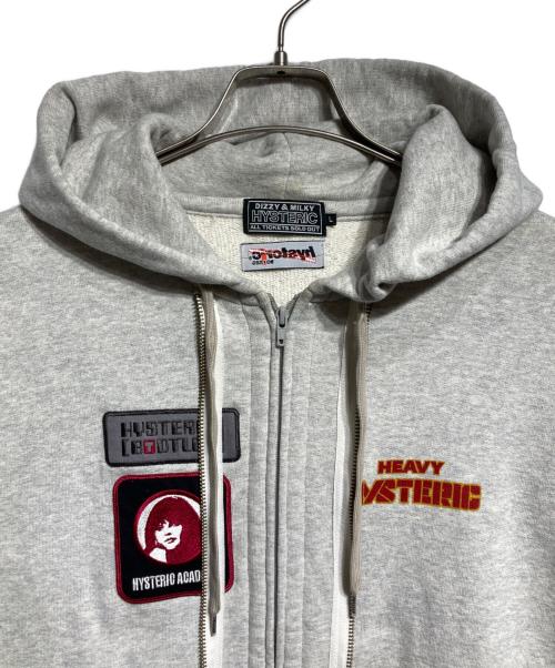 HYSTERIC BOOTLEG（ヒステリックブートレグ）HYSTERIC BOOTLEG (ヒステリックブートレグ) ZIP DESIGN HEAVY HYSTERIC HOODIE/ジップデザイン ヘビーウェイト フーディー グレー サイズ:Ｌの古着・服飾アイテム