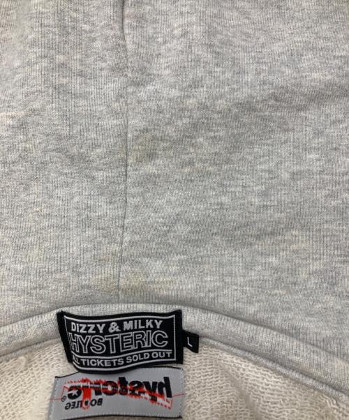 HYSTERIC BOOTLEG（ヒステリックブートレグ）HYSTERIC BOOTLEG (ヒステリックブートレグ) ZIP DESIGN HEAVY HYSTERIC HOODIE/ジップデザイン ヘビーウェイト フーディー グレー サイズ:Ｌの古着・服飾アイテム