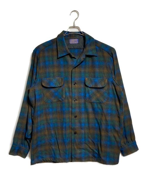 PENDLETON（ペンドルトン）PENDLETON (ペンドルトン) 60’sウールチェックシャツ/Wool Check Shirt ブルー×グリーン サイズ:Ｌの古着・服飾アイテム