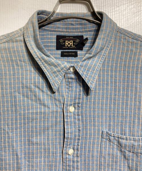 RRL（ダブルアールエル）RRL (ダブルアールエル) コットンチンストラップチェックシャツ ブルー サイズ:XLの古着・服飾アイテム