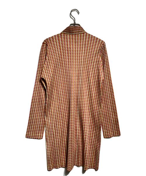 PLEATS PLEASE（プリーツプリーズ）PLEATS PLEASE (プリーツプリーズ) プリーツジップワンピース レッド×イエロー サイズ:3の古着・服飾アイテム