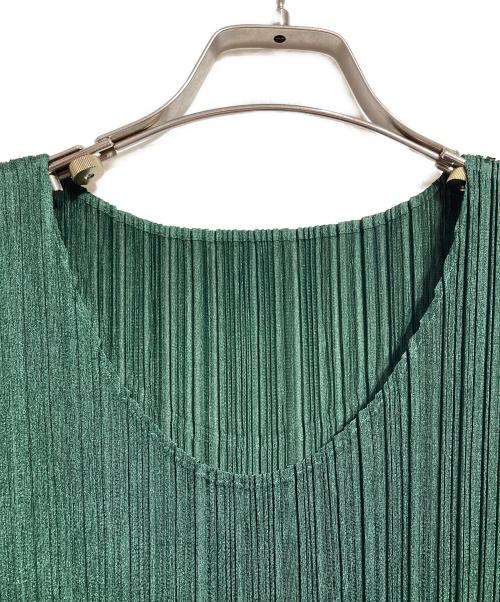 PLEATS PLEASE（プリーツプリーズ）PLEATS PLEASE (プリーツプリーズ) シマウマノースリーブワンピース グリーン サイズ:3の古着・服飾アイテム