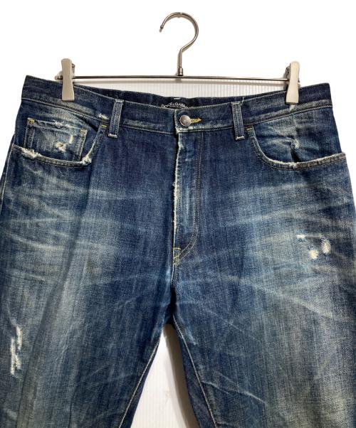 DOLCE & GABBANA（ドルチェ＆ガッバーナ）DOLCE & GABBANA (ドルチェ＆ガッバーナ) 22Classicリペア加工デニムパンツ/Distressed Repair Denim Pants インディゴ サイズ:48の古着・服飾アイテム