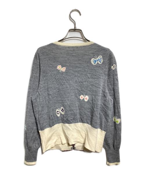 mina perhonen（ミナ ペルホネン）mina perhonen (ミナ ペルホネン) hana hane刺繍ウールニットカーディガン/Wool knit cardigan グレー サイズ:38の古着・服飾アイテム