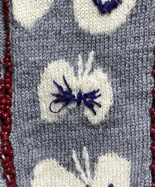 mina perhonen（ミナ ペルホネン）mina perhonen (ミナ ペルホネン) hana hane刺繍ウールニットカーディガン/Wool knit cardigan グレー サイズ:38の古着・服飾アイテム