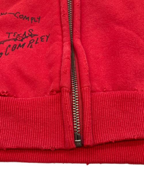 thisisneverthat（ディスイズネバーザット）thisisneverthat (ディスイズネバーザット) Daniel Johnston (ダニエル・ジョンストン) SONGS of PAIN Faded Zip Up Hoodie レッド サイズ:XLの古着・服飾アイテム